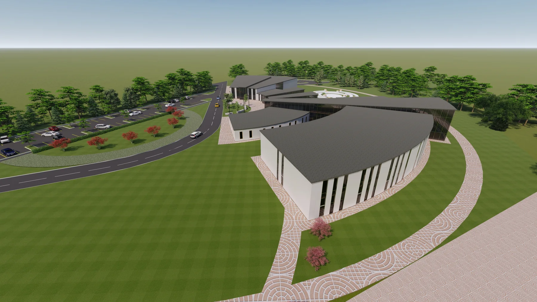 Processed BIM visual: aerial view for Educational campus: BIM design evidence
