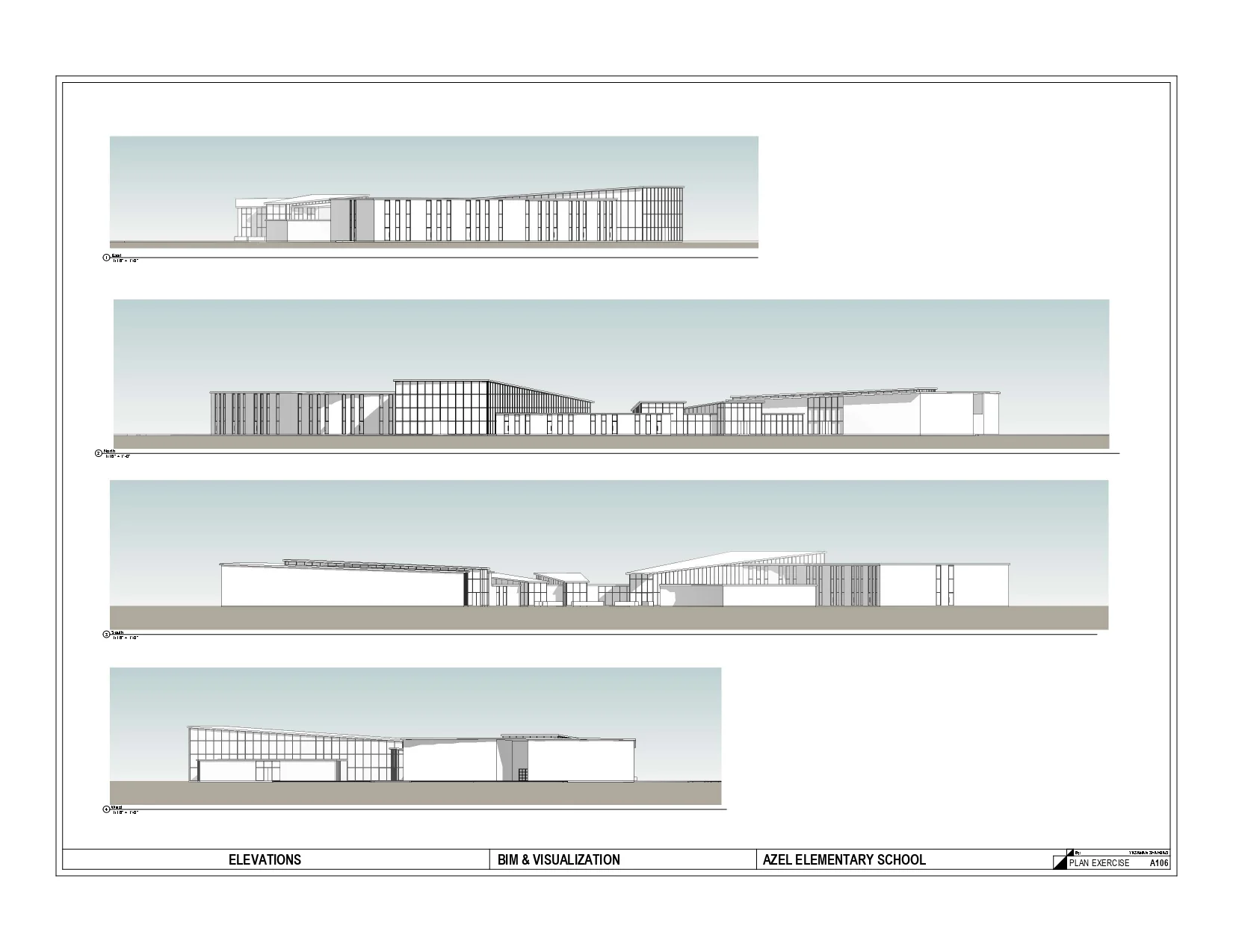 Design documentation: elevations for Educational campus: BIM design evidence