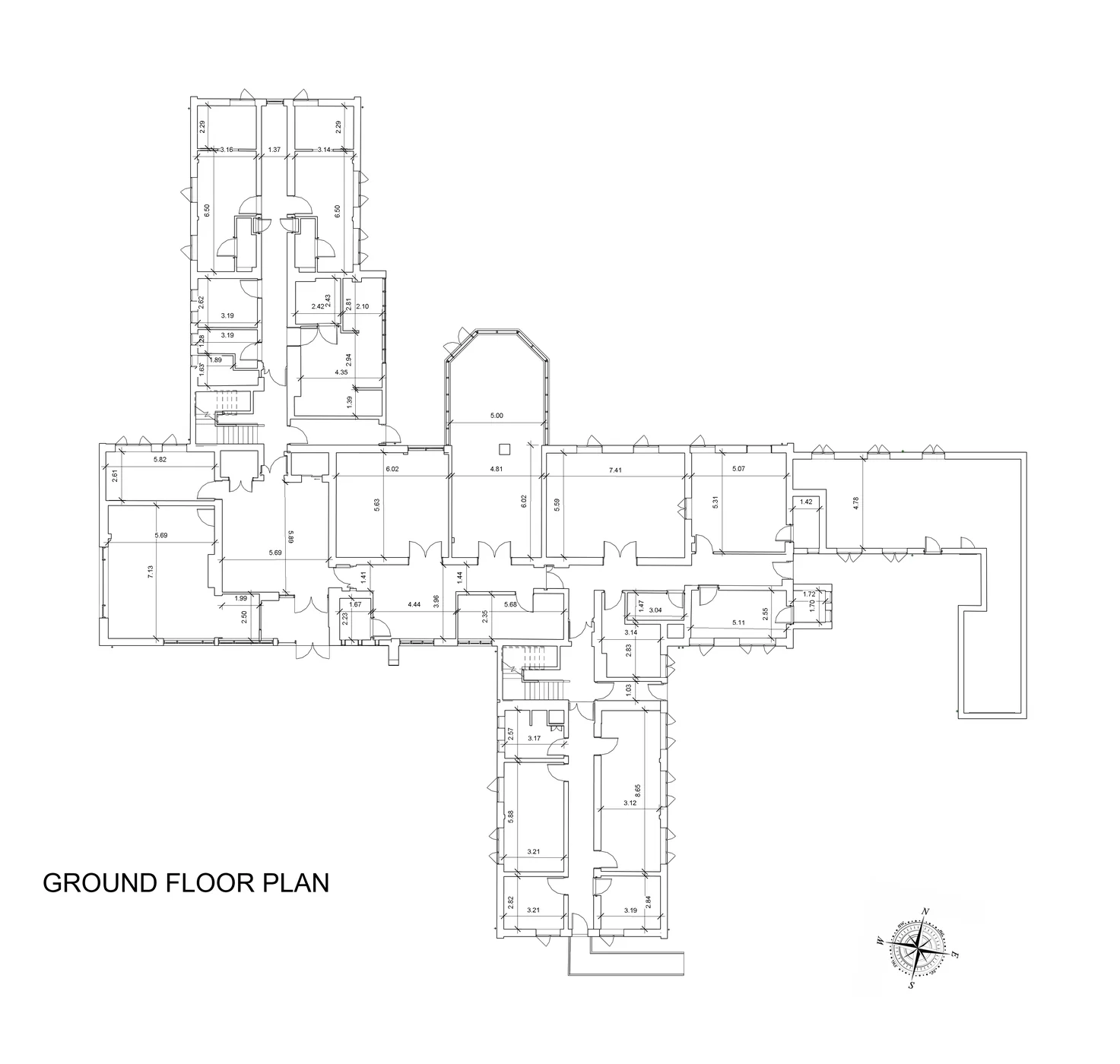 Processed BIM: ground-floor plan for Institutional building: point cloud to BIM evidence