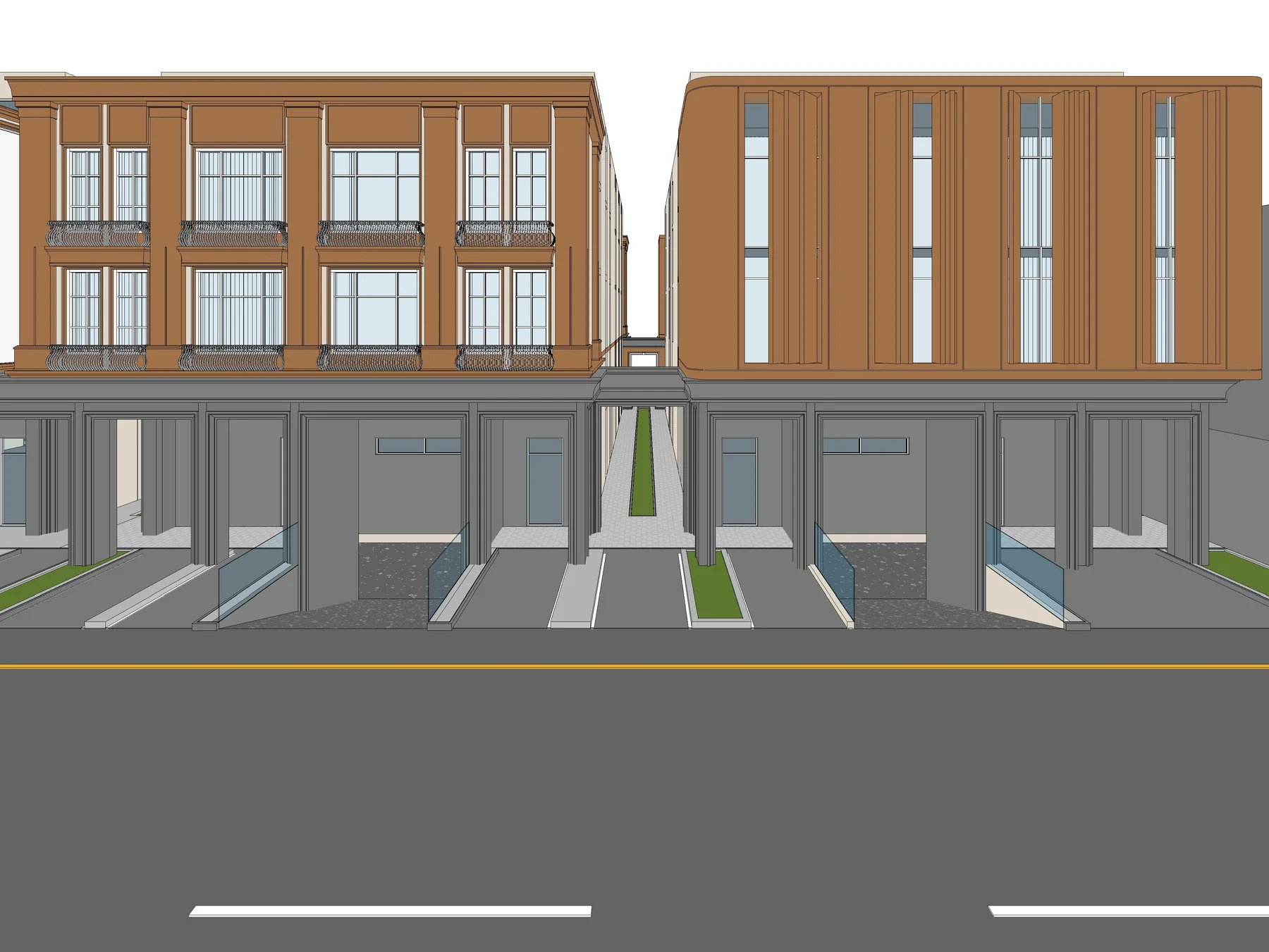 Processed BIM: street elevation for Jeddah commercial frontage: scan-to-BIM evidence