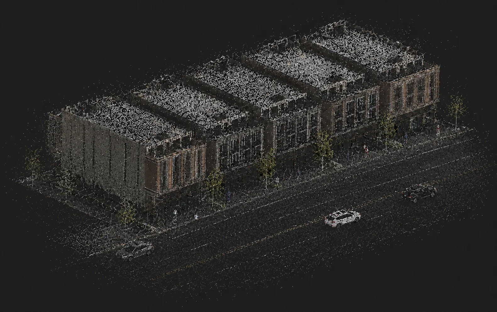 Source point cloud: oblique view for Jeddah commercial frontage: scan-to-BIM evidence