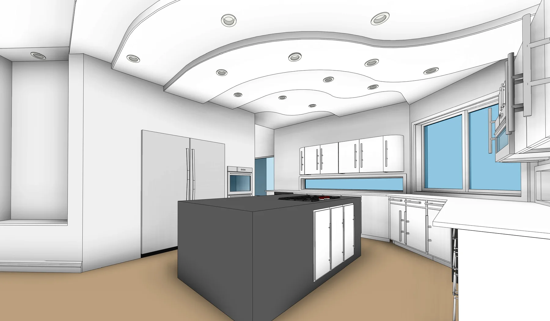 Processed BIM: kitchen zone for Residential interior: scan-to-BIM evidence