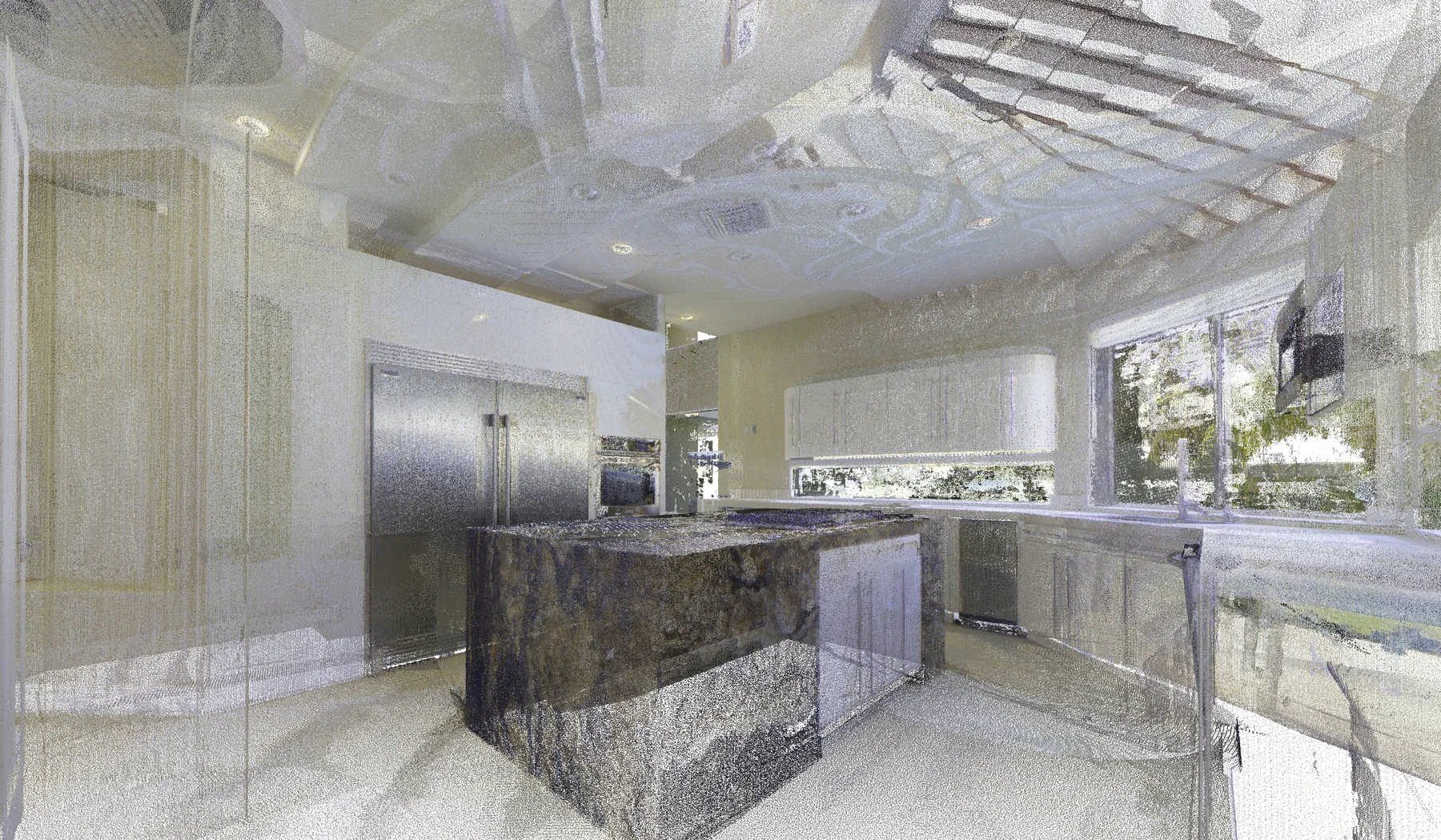 Source point cloud: kitchen zone for Residential interior: scan-to-BIM evidence