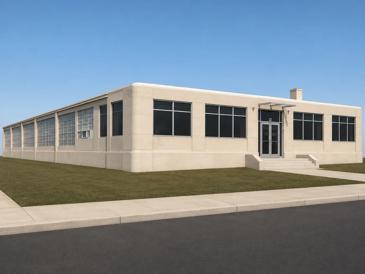Processed BIM: oblique view for U.S. commercial building: scan-to-BIM evidence